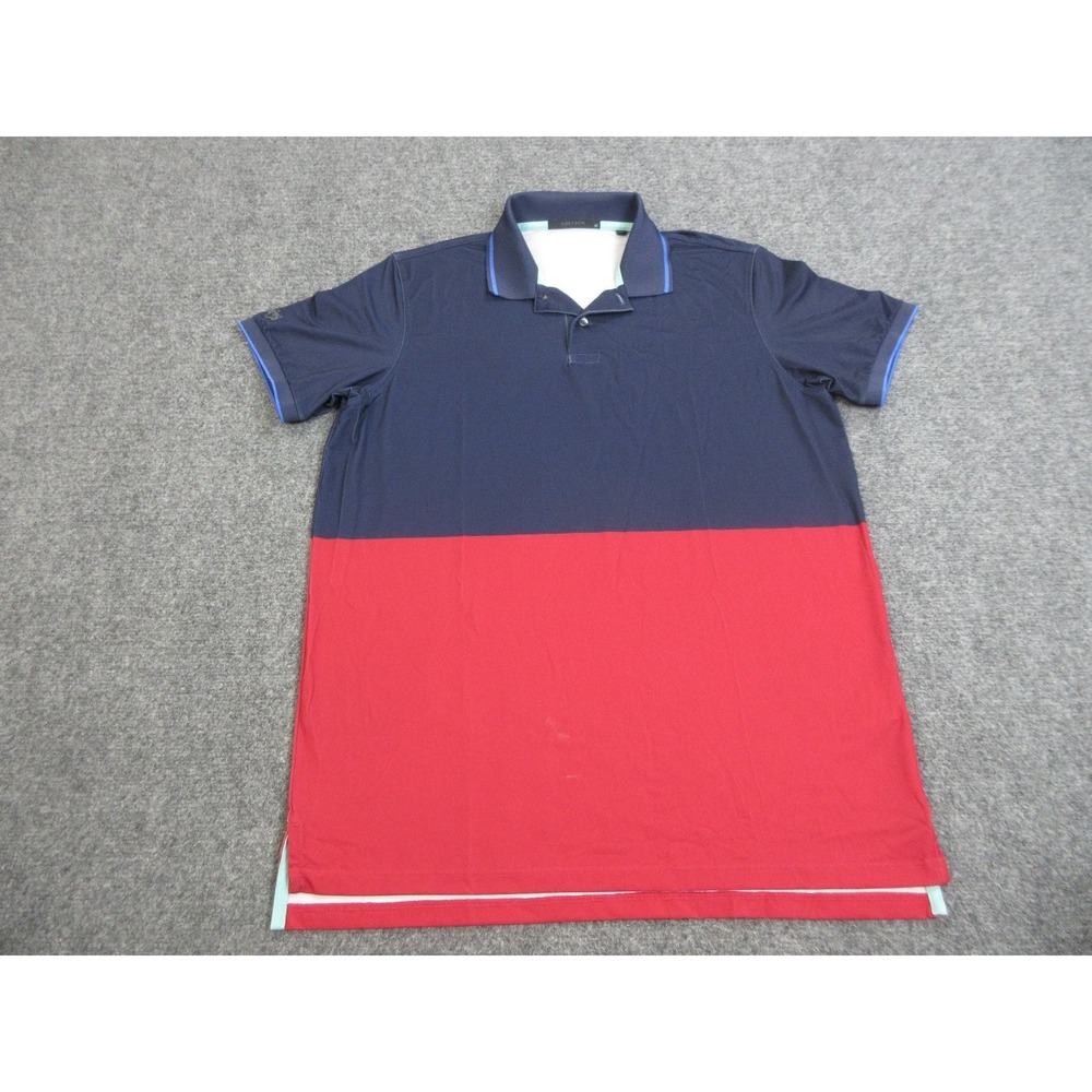 Greyson Men's Polo Shirt‎ Navy Red Medium Polyester Spandex